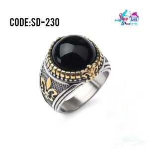 Turkish Handmade Black Stone Finger Ring For Men (Code:SD230)