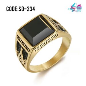 Retro 316L High Quality Black Stone Finger Ring (CODE:SD-234)