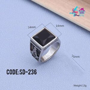 Retro 316L High Quality Black Stone Finger Ring (CODE:SD-236)