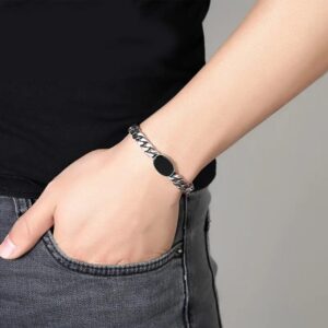 Black Stone New Stainless-Steel Bracelet