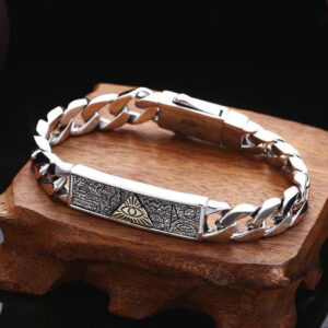 Silver Color Horus Eye of God Cuban Bracelet