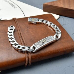 Silver Color Horus of God Cuban Bracelet