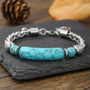 White Chain-Link Stainless-Steel Bracelet