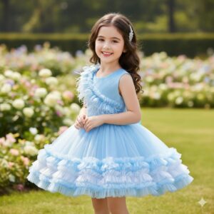 Charming Styles Baby Blue Color Party Dress