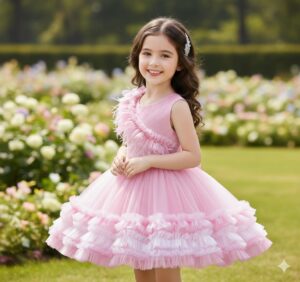 Charming Styles Baby Pink Color Party Dress