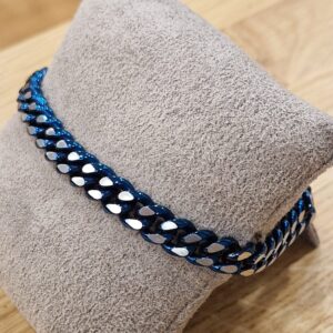 Men's Blue Steel Curb Link Bracelet