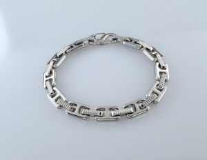 White Chain-Link Stainless-Steel Bracelet