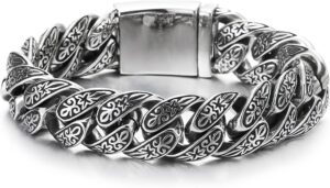 316L Stainless Steel Tribal Tattoo Pattern Curb Chain Bracelet