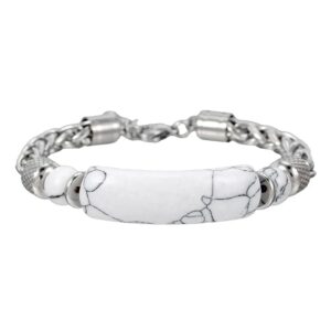 Retro Stainless Steel White Onyx Bracelet